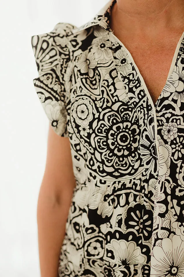 Abstract Print Babydoll Dress