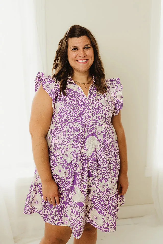 Abstract Print Babydoll Dress