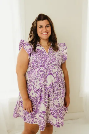 Abstract Print Babydoll Dress
