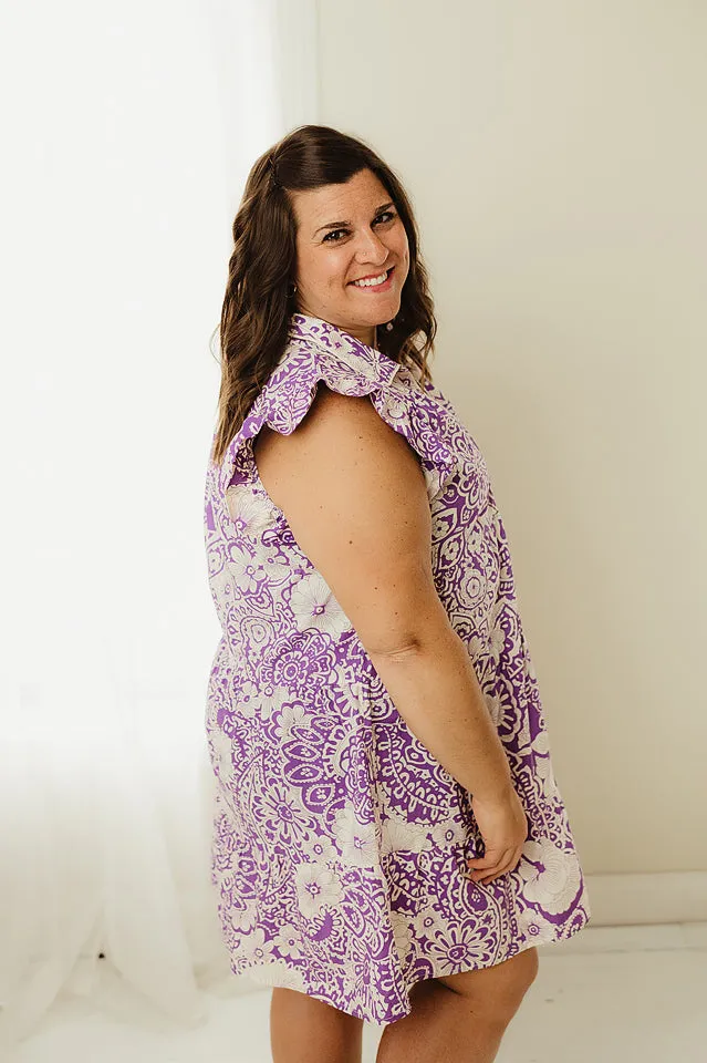 Abstract Print Babydoll Dress