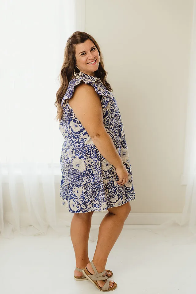 Abstract Print Babydoll Dress