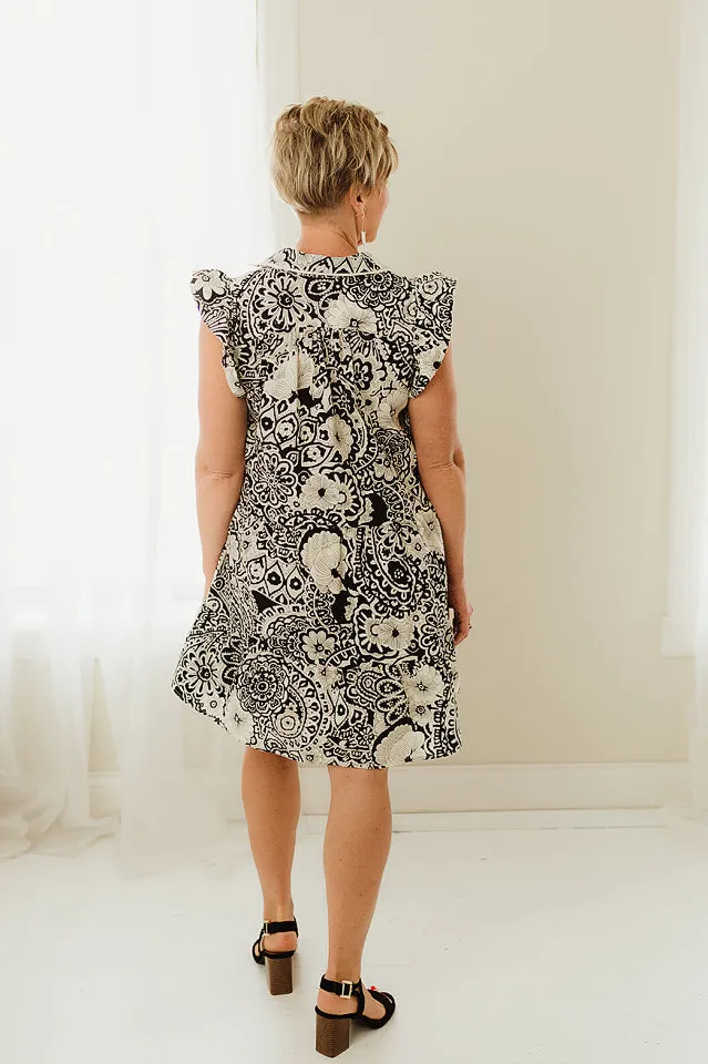 Abstract Print Babydoll Dress