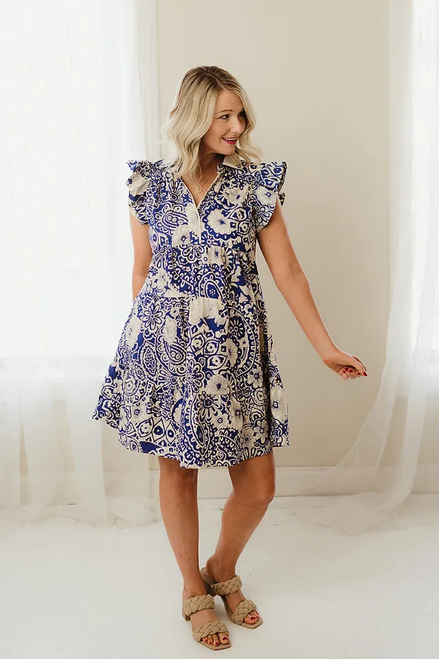 Abstract Print Babydoll Dress