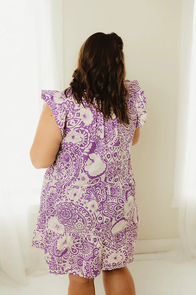 Abstract Print Babydoll Dress