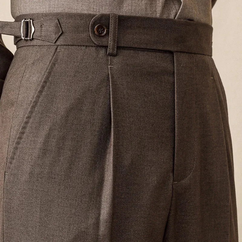Aidase Italian Mens Wool Formal Pant Pantalones Hombre 2023 Dress Ankle Pants Men British High Waist Straight Pants Men Social Trouser