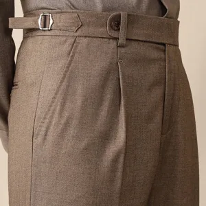 Aidase Italian Mens Wool Formal Pant Pantalones Hombre 2023 Dress Ankle Pants Men British High Waist Straight Pants Men Social Trouser