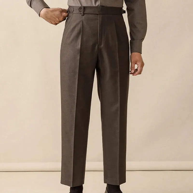 Aidase Italian Mens Wool Formal Pant Pantalones Hombre 2023 Dress Ankle Pants Men British High Waist Straight Pants Men Social Trouser