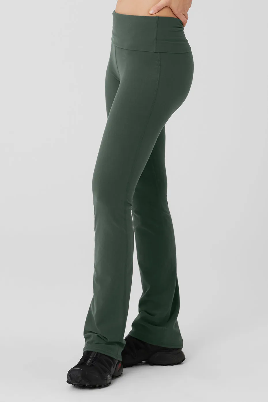 Alosoft Low-Rise Foldover Bootcut Legging - Dark Cactus