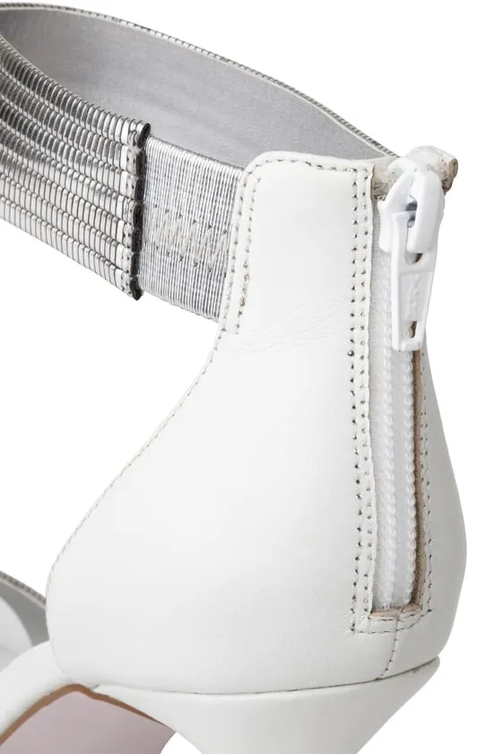 Azalea Heel in White Leather