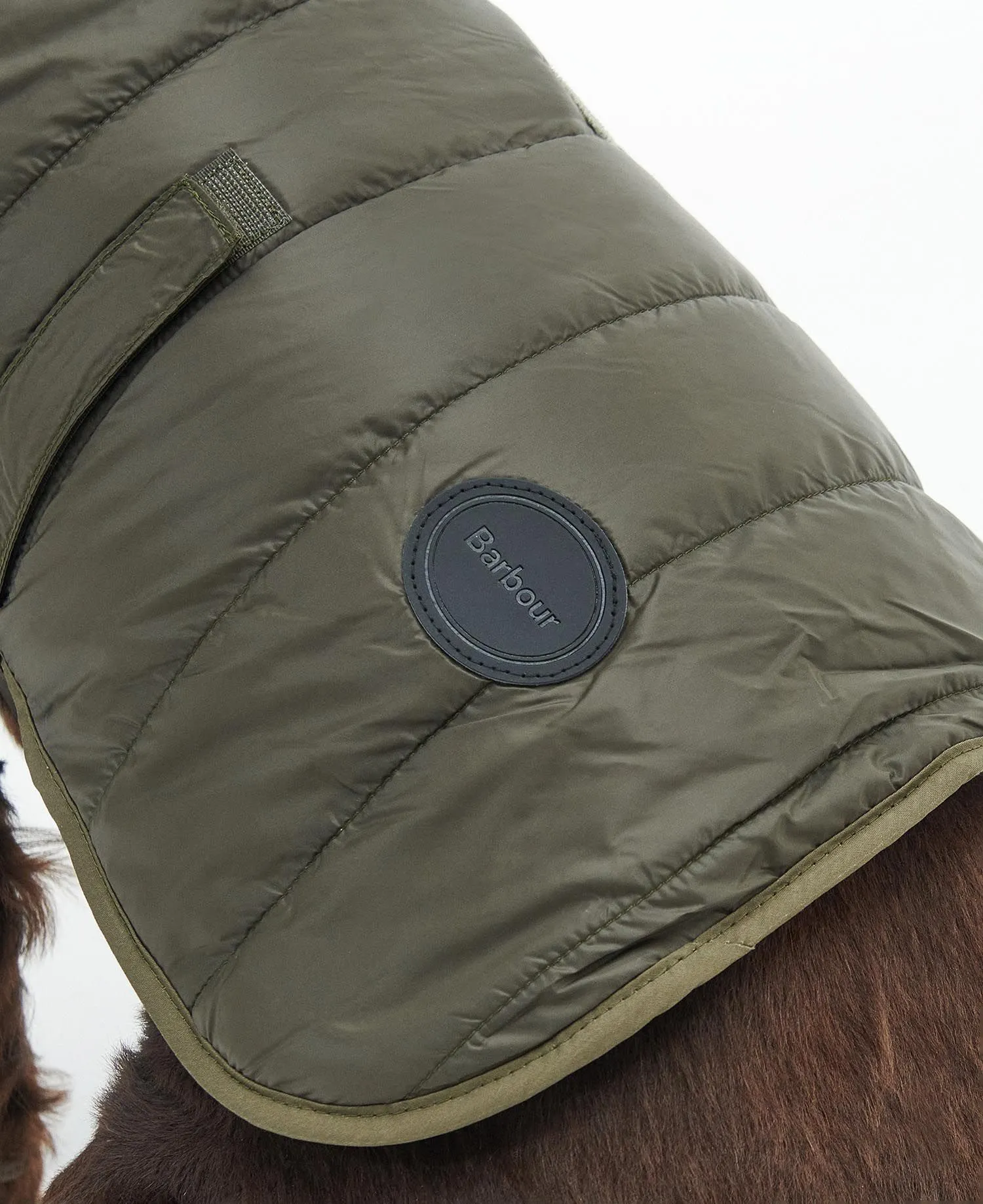Barbour Baffle Quilted Dog Coat Dark Olive