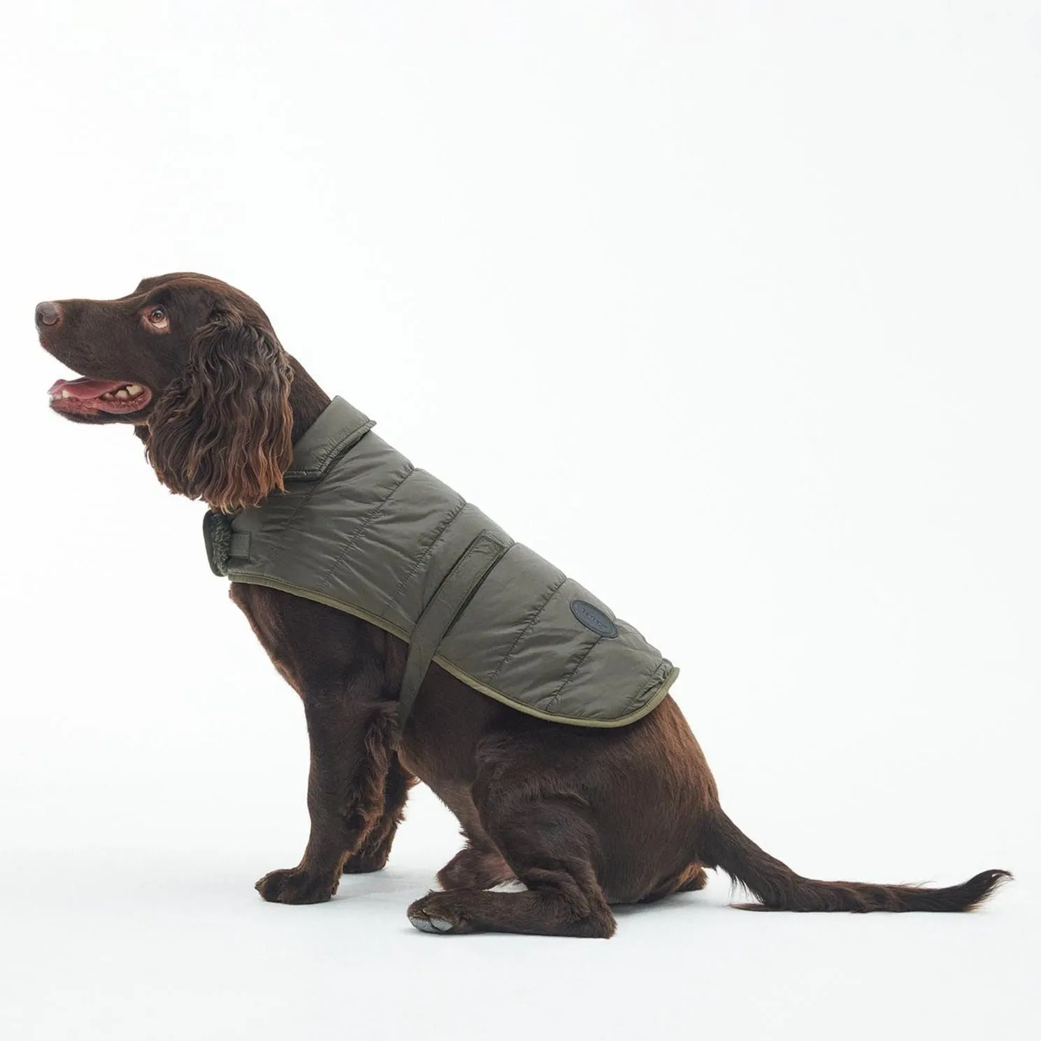 Barbour Baffle Quilted Dog Coat Dark Olive
