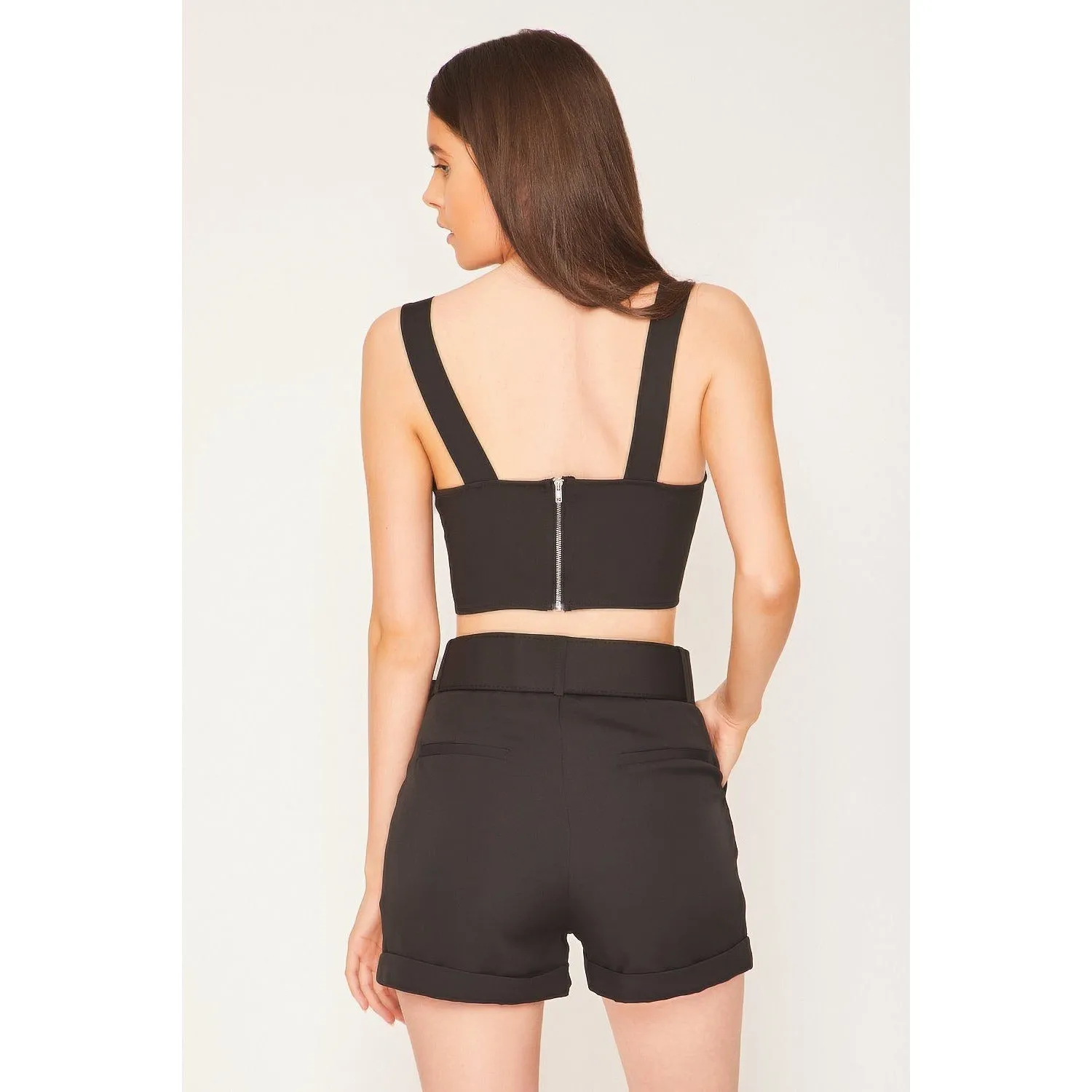 Black Belt Strap Crop Top