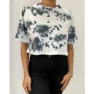 Black Dots Tie Dye Cotton Crop Top