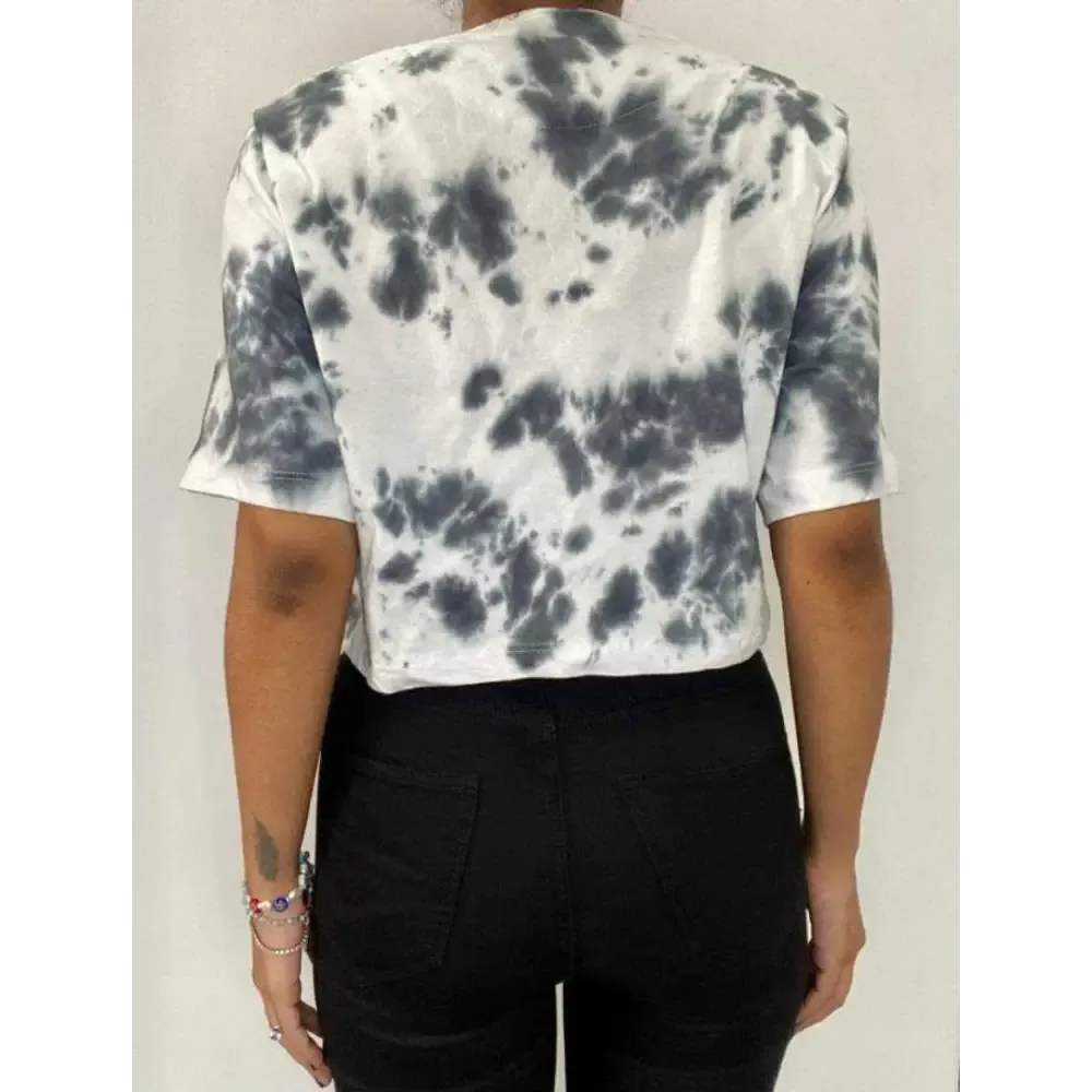 Black Dots Tie Dye Cotton Crop Top