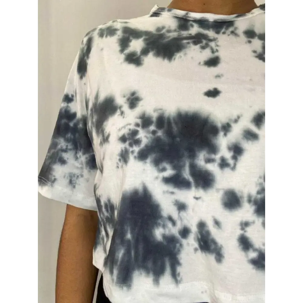 Black Dots Tie Dye Cotton Crop Top