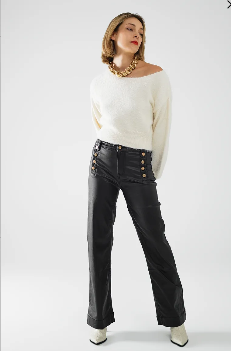 Black Faux Leather Trousers