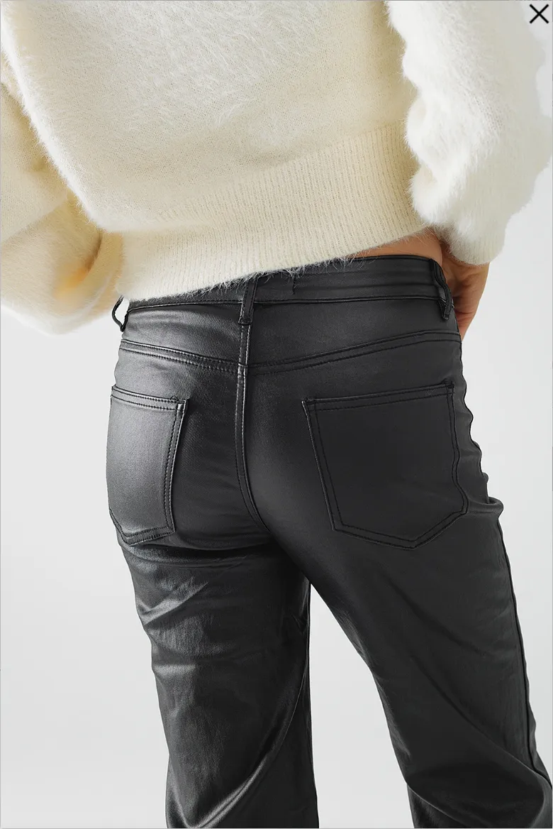 Black Faux Leather Trousers