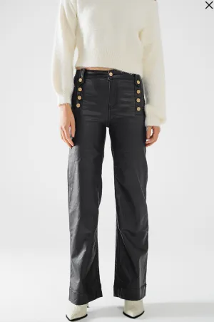 Black Faux Leather Trousers