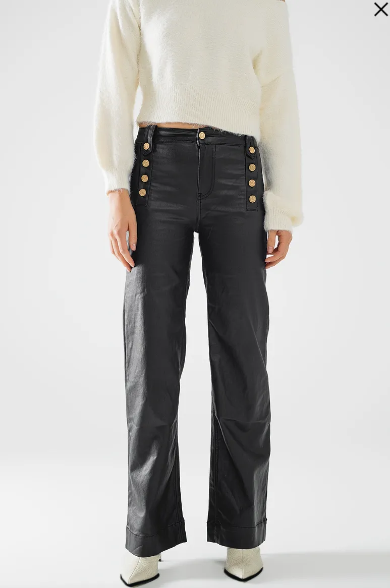 Black Faux Leather Trousers