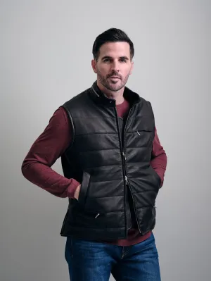Buckhorn Deerskin Channel-Quilted Vest in Black by Aston x Left Coast Tee