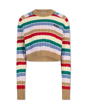 Cashmere Striped F5 Crop Top Sweater