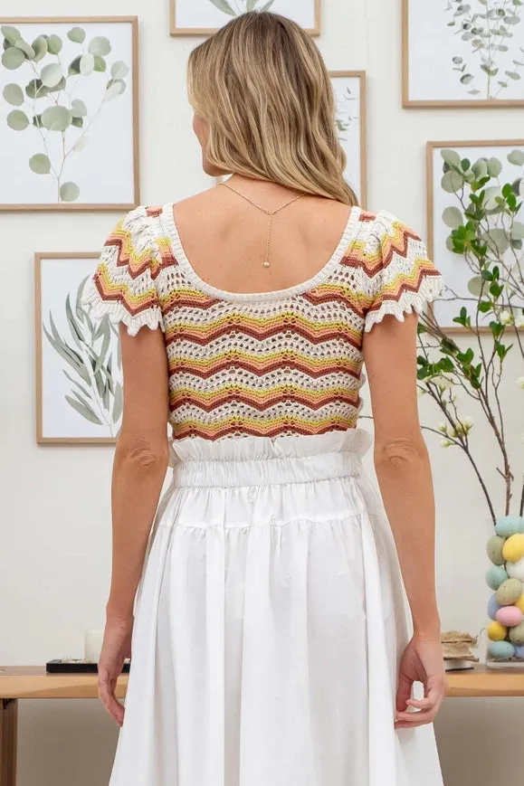 Chevron Crochet Sweater Crop Top