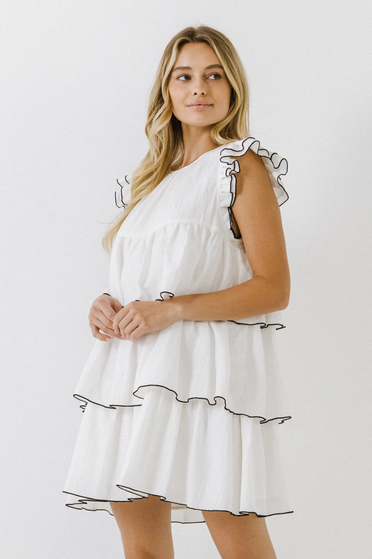 Contrast Detail Babydoll Dress