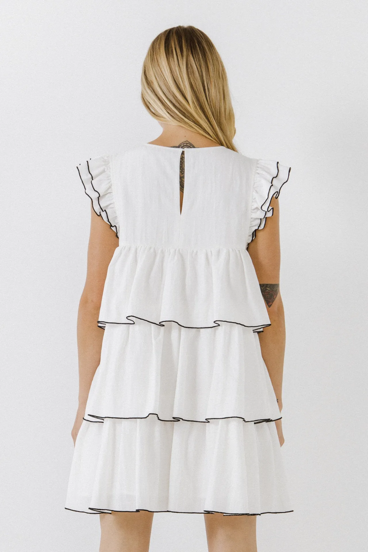 Contrast Detail Babydoll Dress