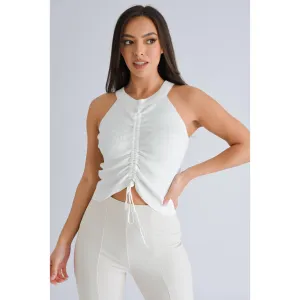 Cream Ruched Crop Top