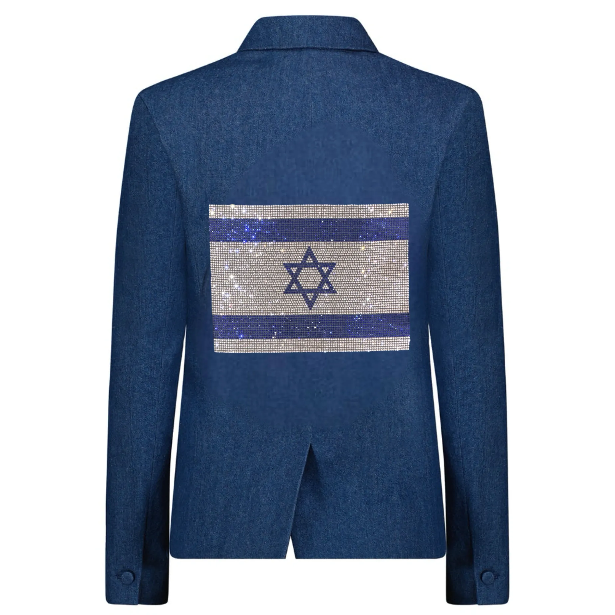 Crystal Israel Flag Blazer - Denim
