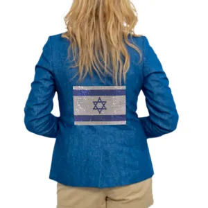 Crystal Israel Flag Blazer - Denim