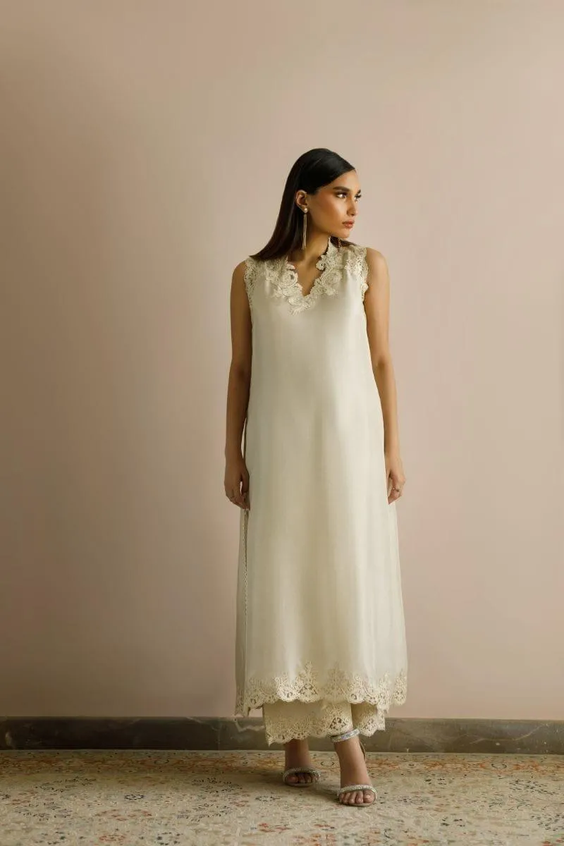 Deepak Perwani - Kut268 - Ecru - Raw Silk - 2 Piece