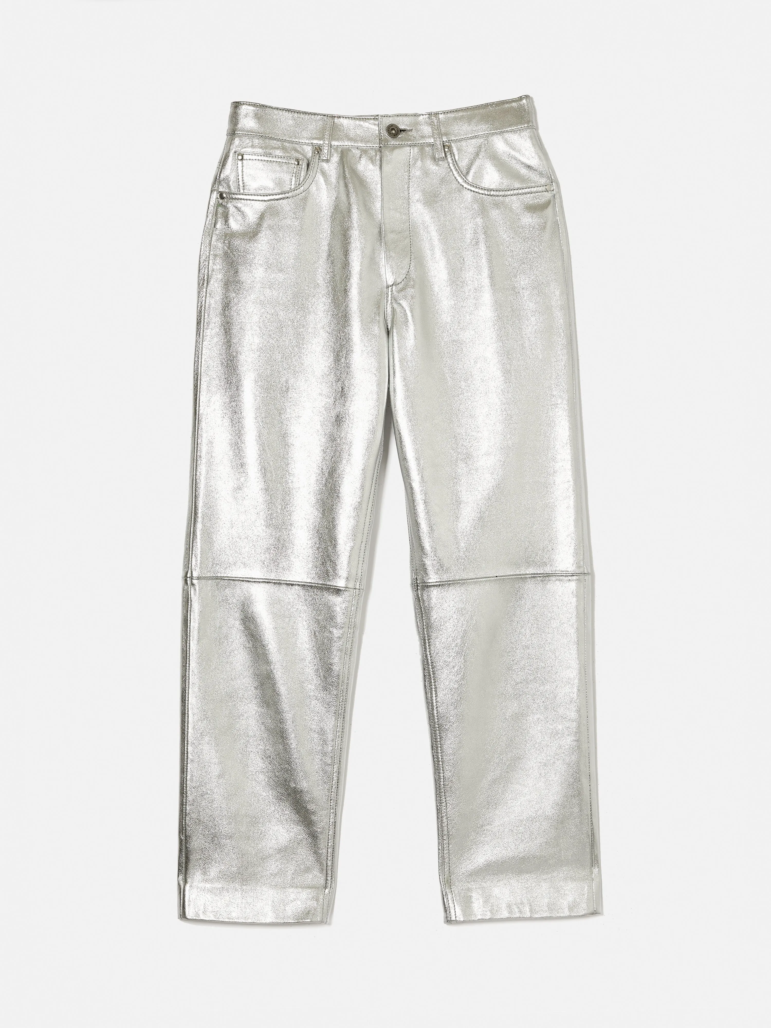 Delmont Leather Tapered Jean | Silver