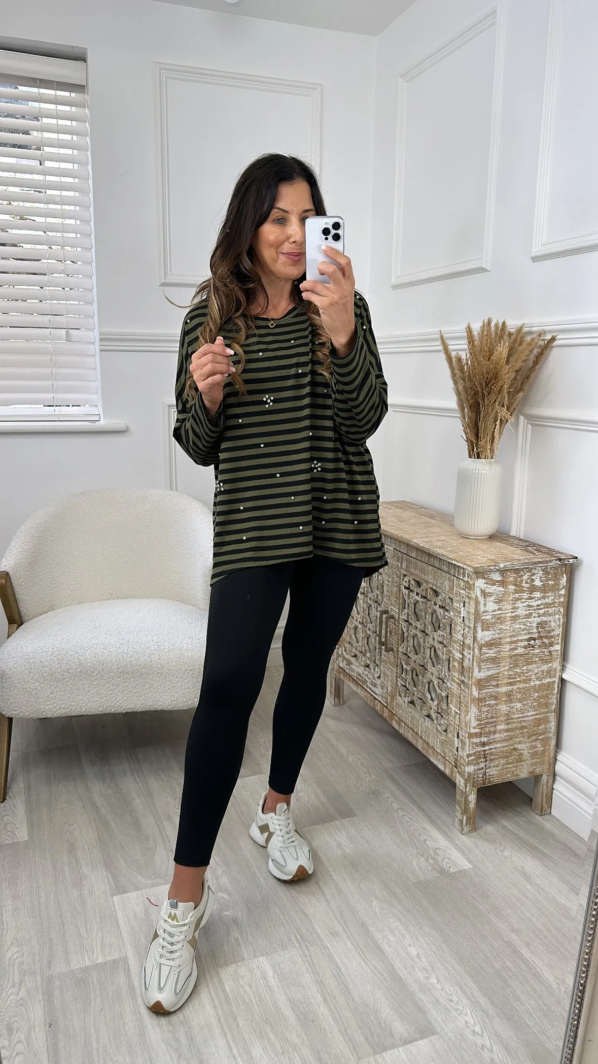 Devon Khaki Striped Pullover