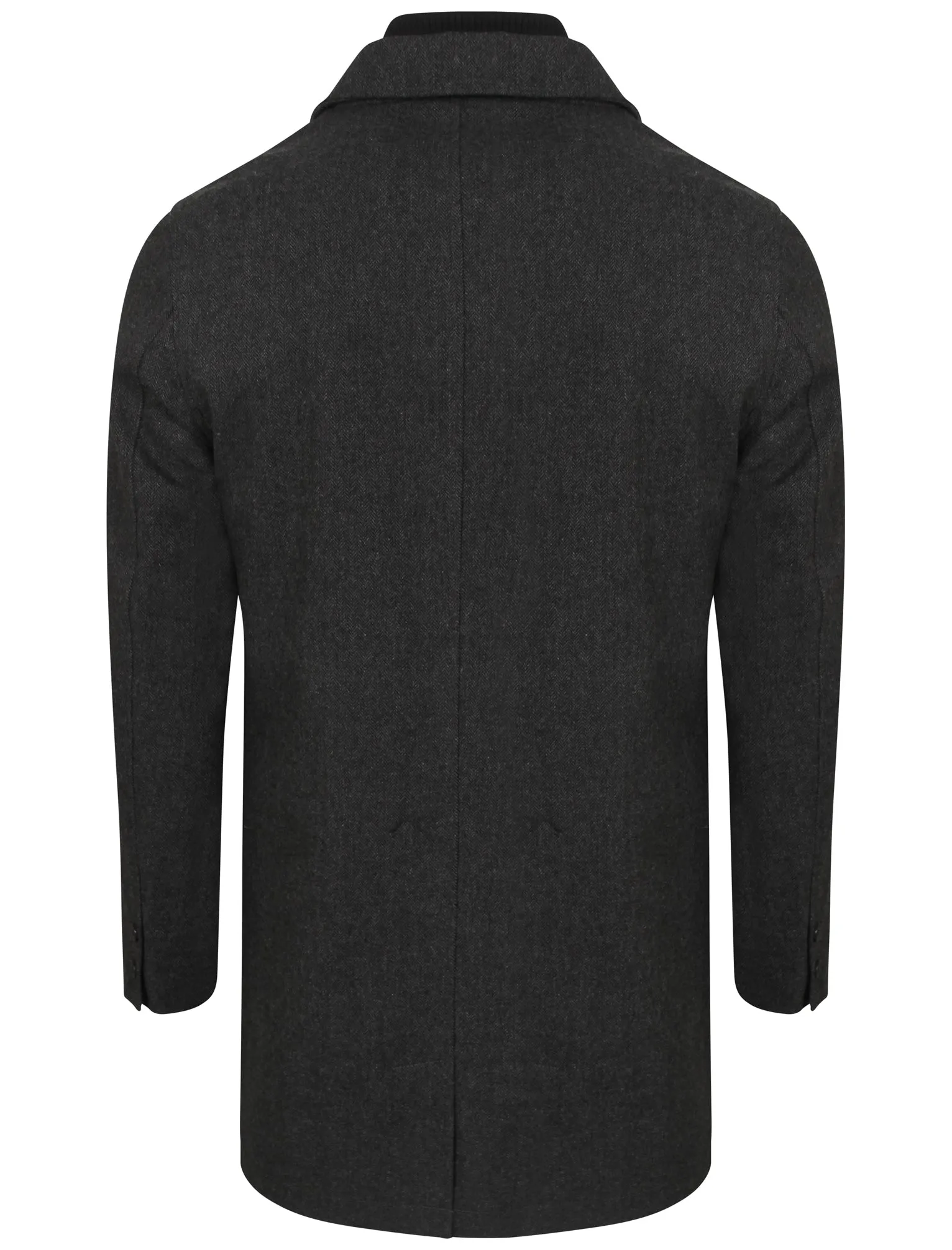 Dobre Mock Insert Wool Blend Overcoat in Grey Herringbone  - Dissident