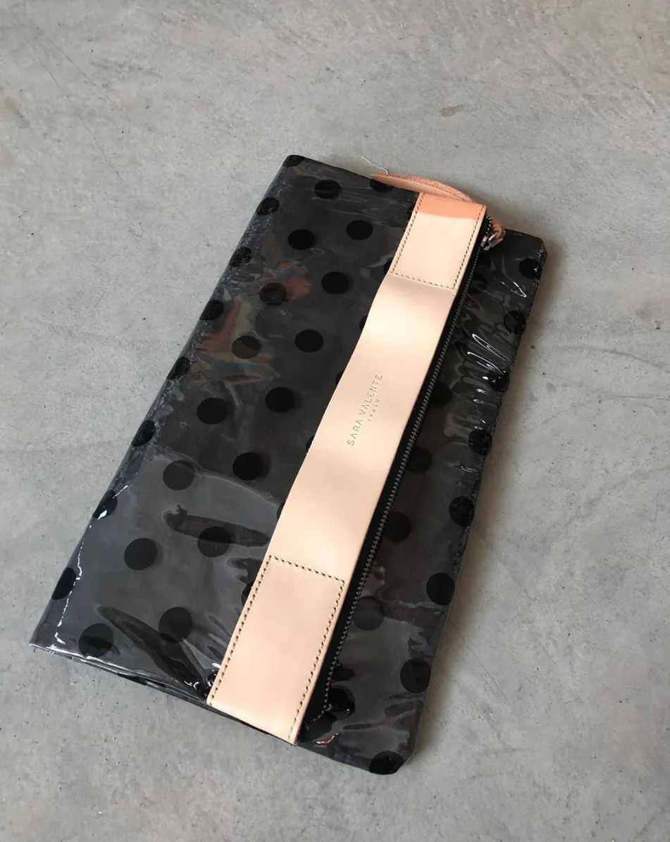 Dots leather handle clutch bag (2 colours)