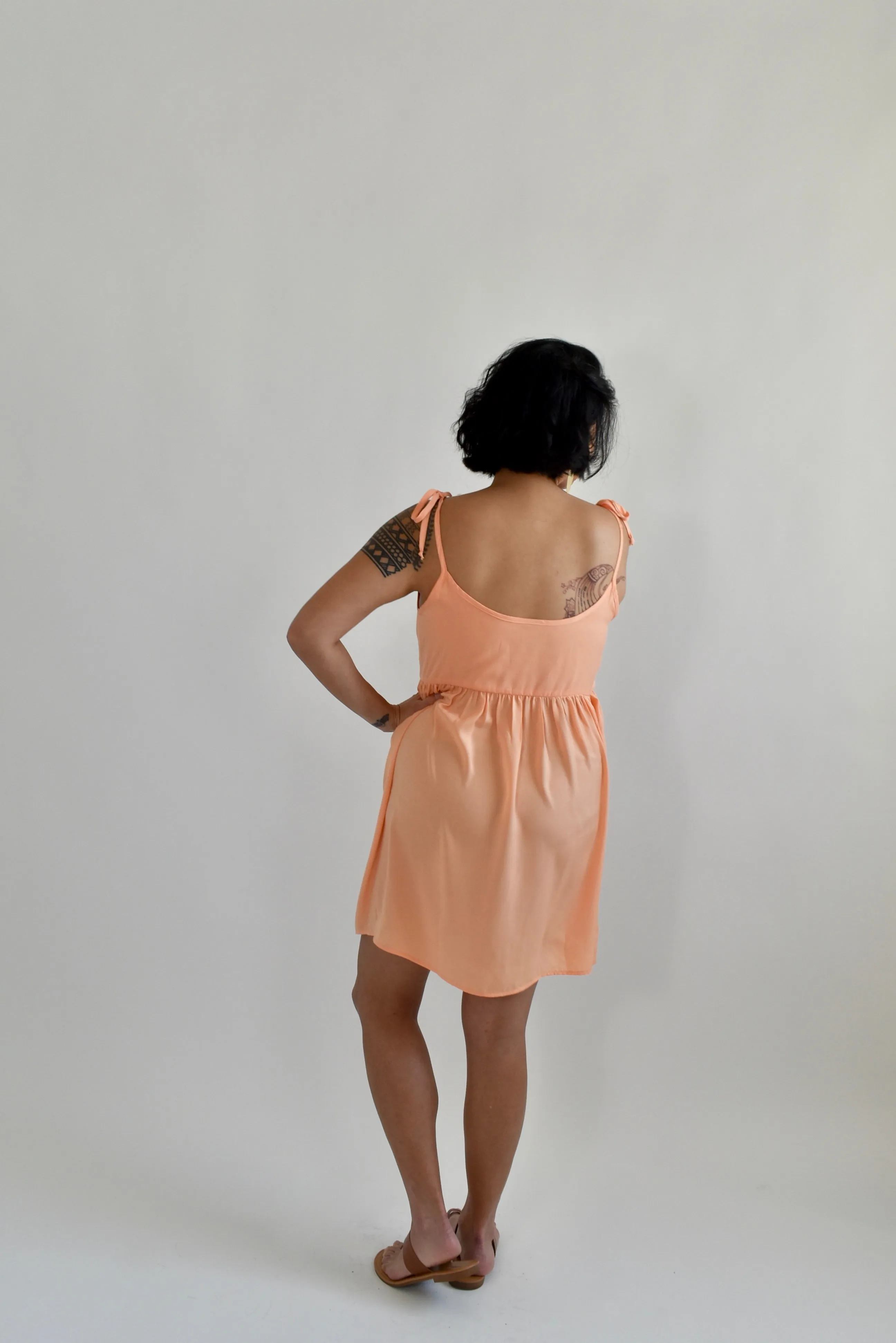 Edith Mini Dress in Peach Cupro *ONLY FOUR LEFT!!!*