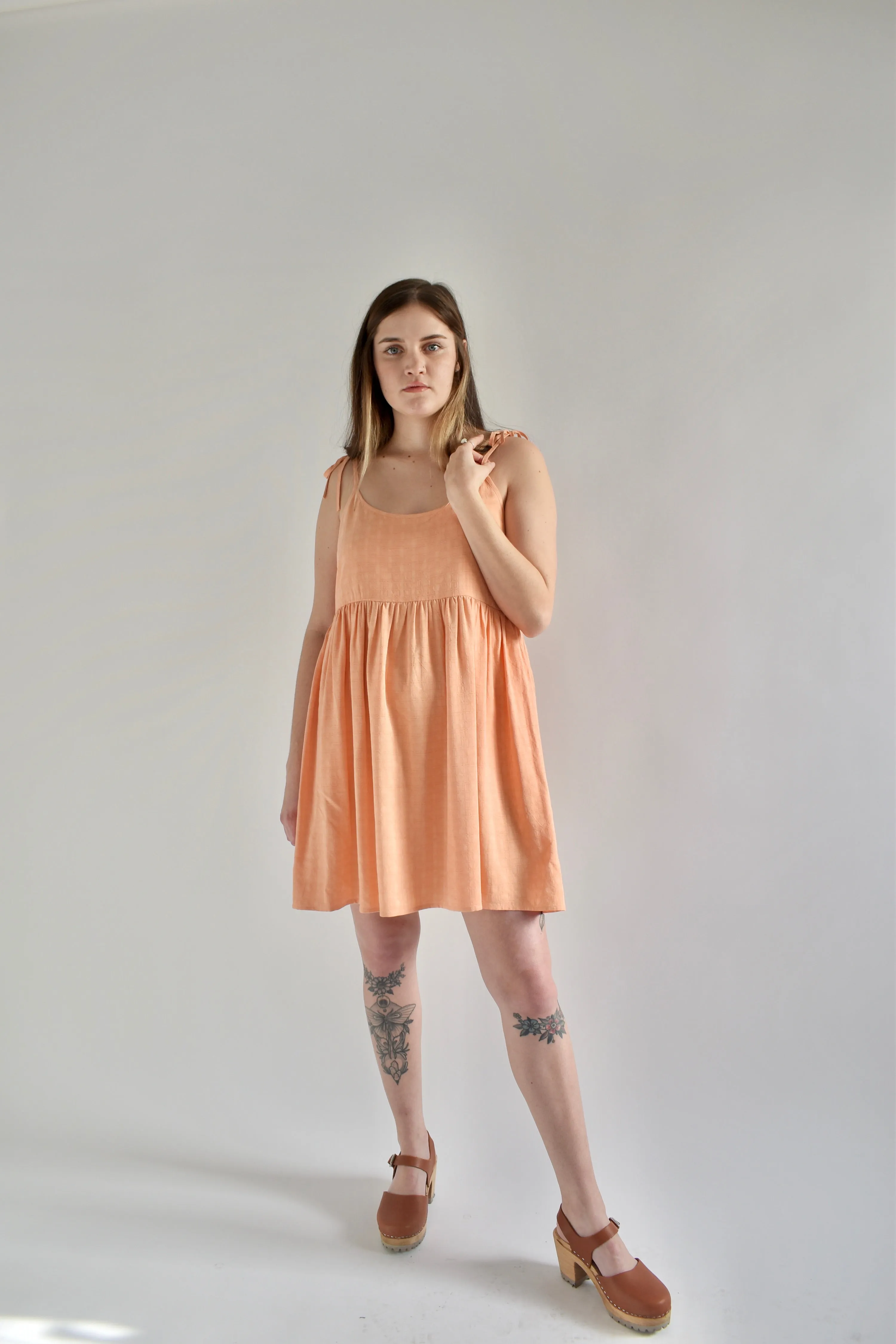 Edith Mini Dress in Peach Cupro *ONLY FOUR LEFT!!!*
