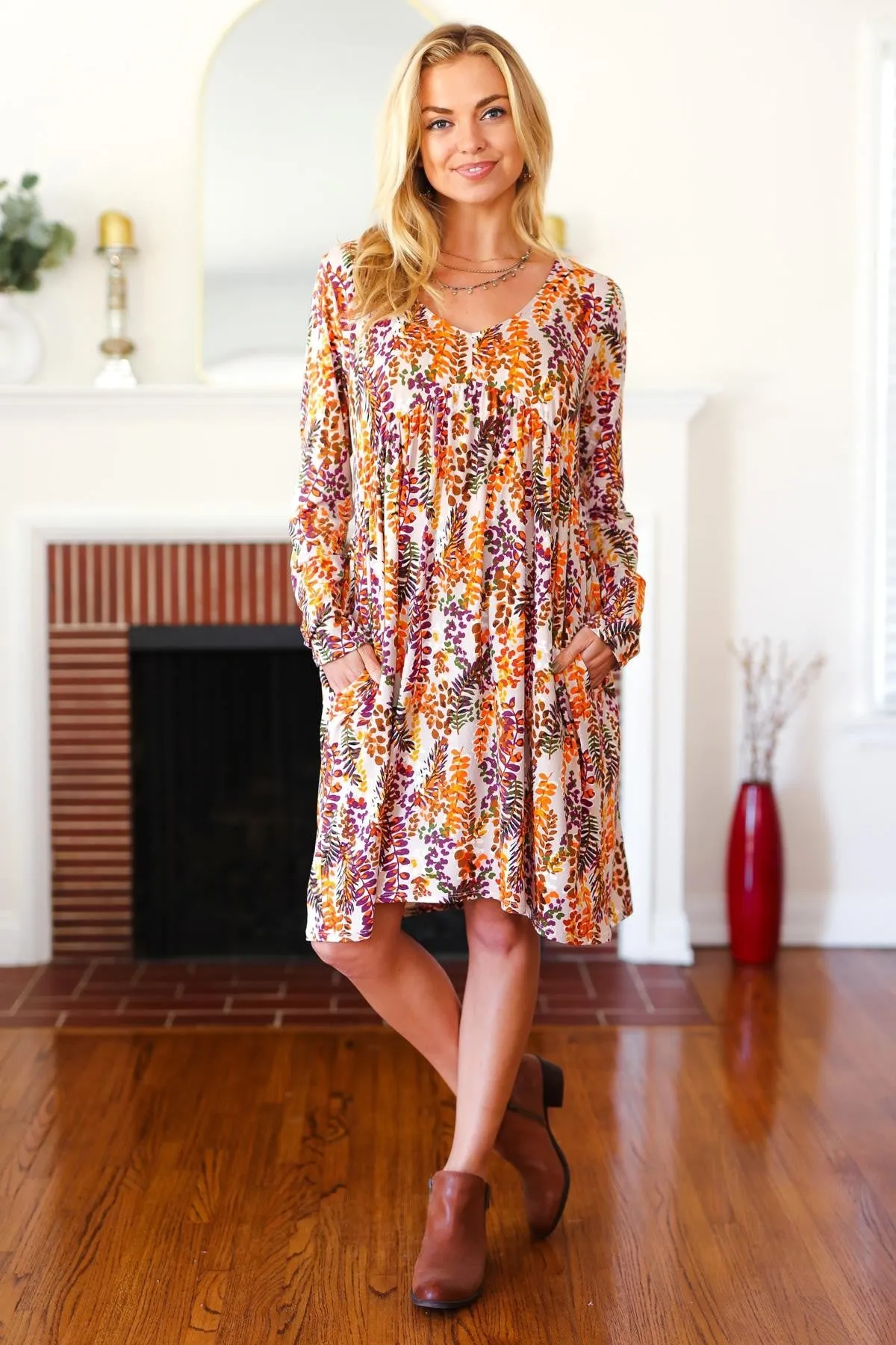 Fall Floral Babydoll Dress
