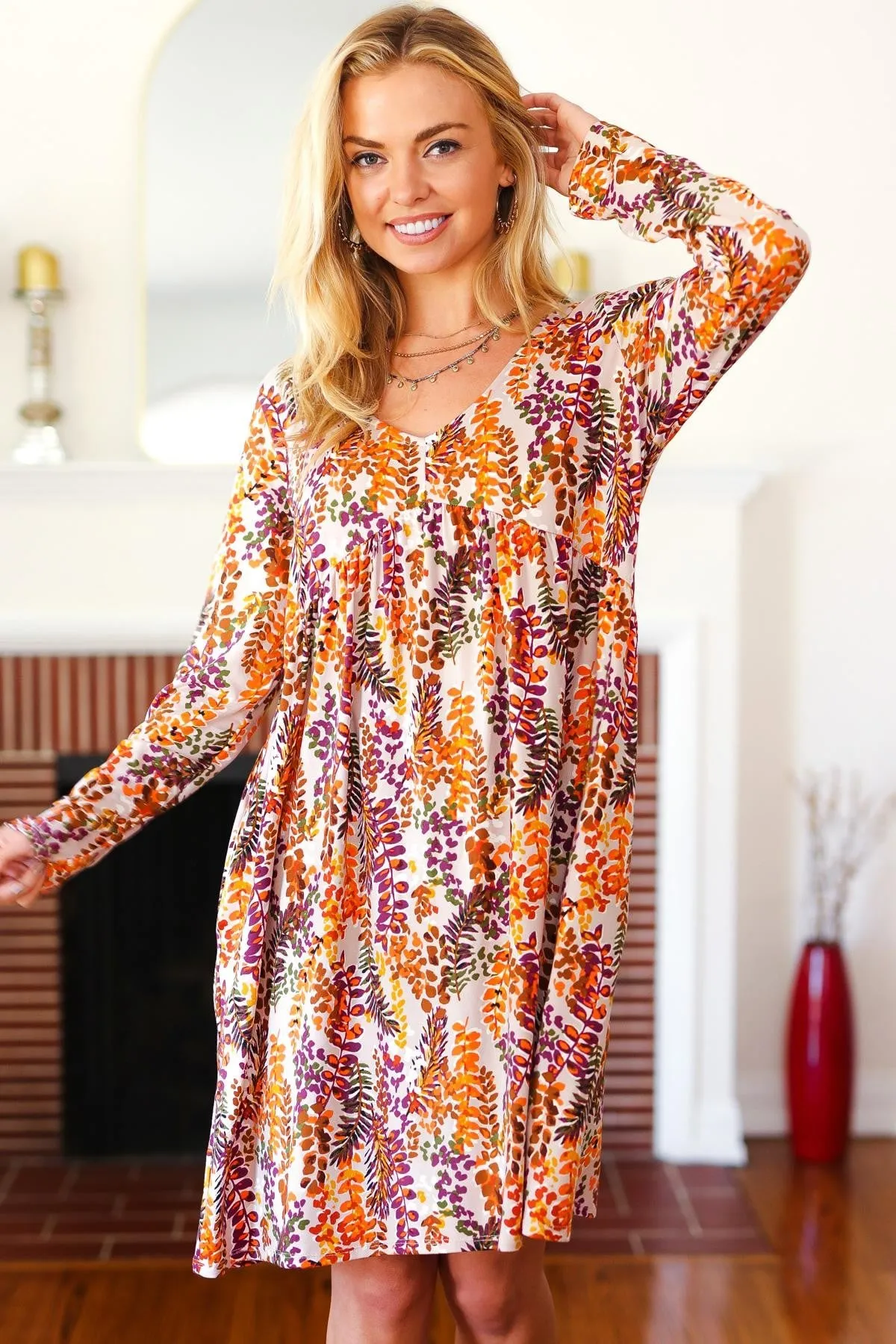 Fall Floral Babydoll Dress
