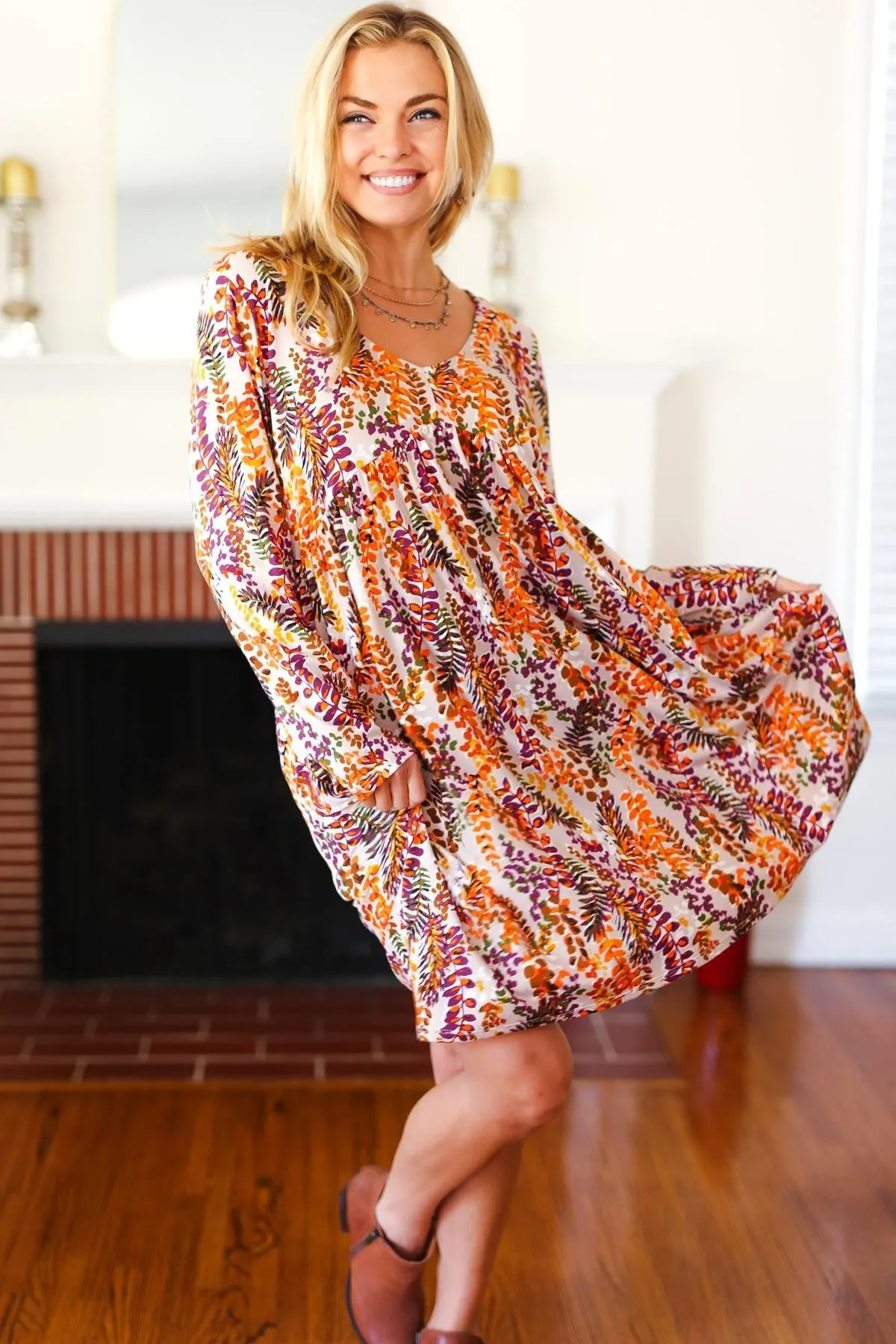 Fall Floral Babydoll Dress