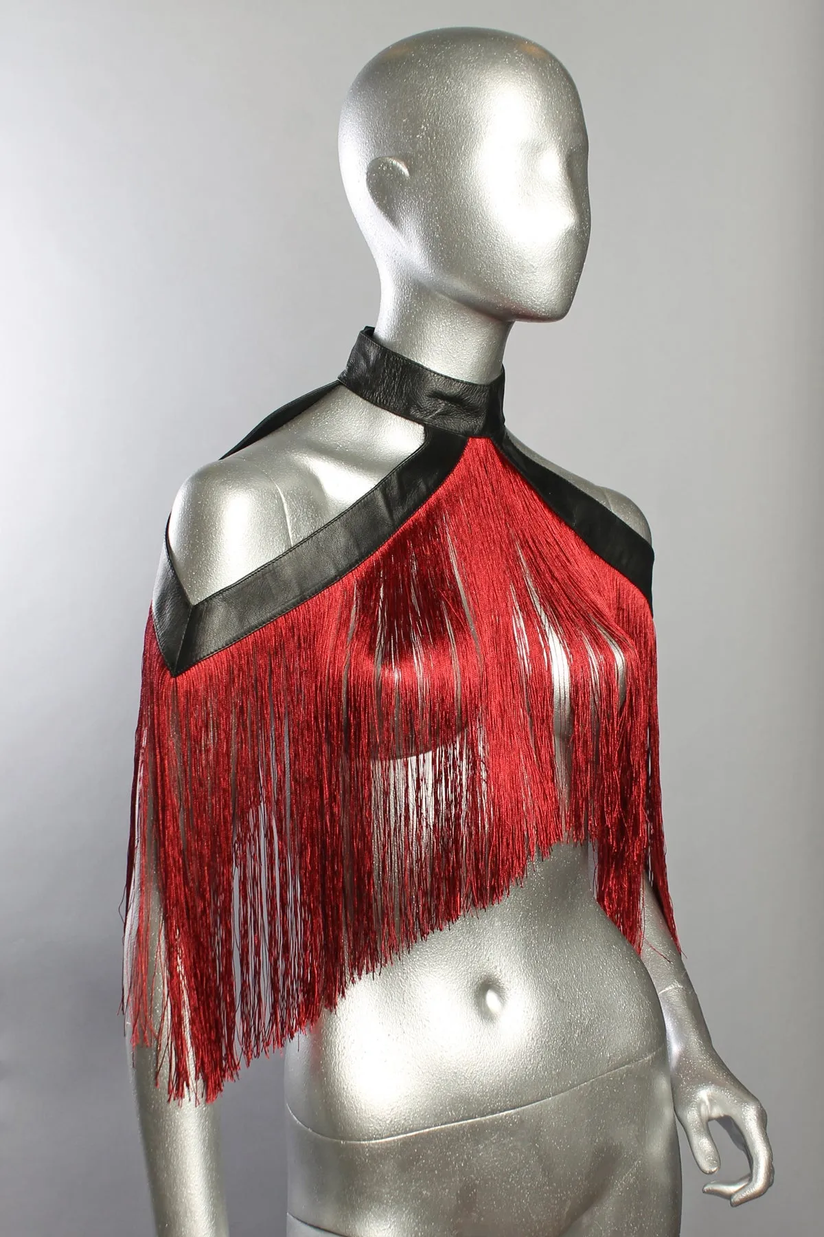 Five and Diamond Fringe Halter - leather