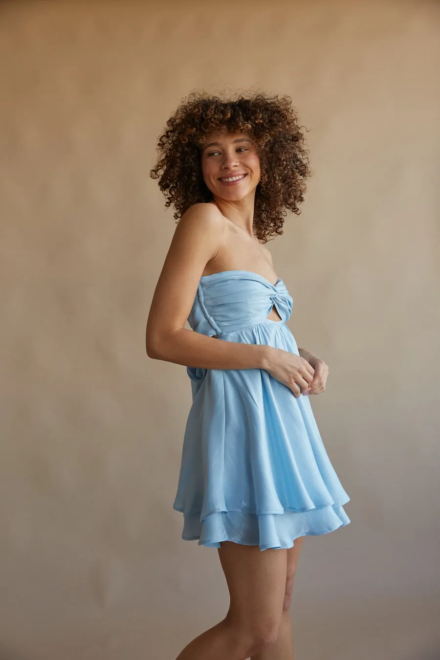 Gabby Strapless Twist Front Babydoll Dress