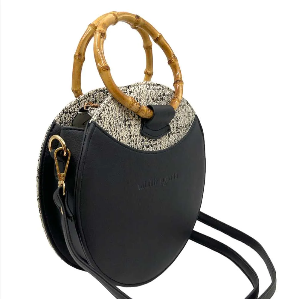 Handheld-cum-Sling Bag | Cactus Leather & Khes Construct | Chocolate & Ivory