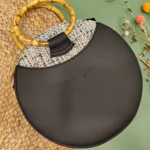 Handheld-cum-Sling Bag | Cactus Leather & Khes Construct | Chocolate & Ivory