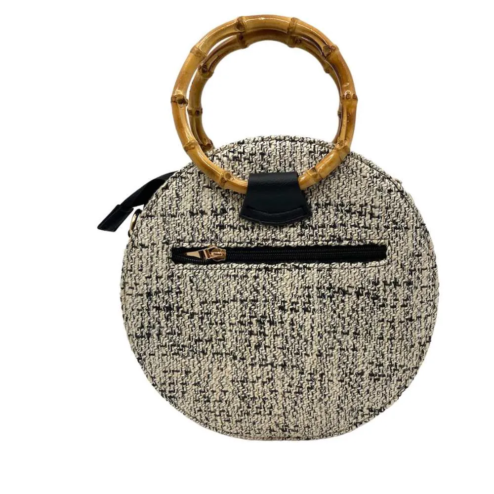 Handheld-cum-Sling Bag | Cactus Leather & Khes Construct | Chocolate & Ivory