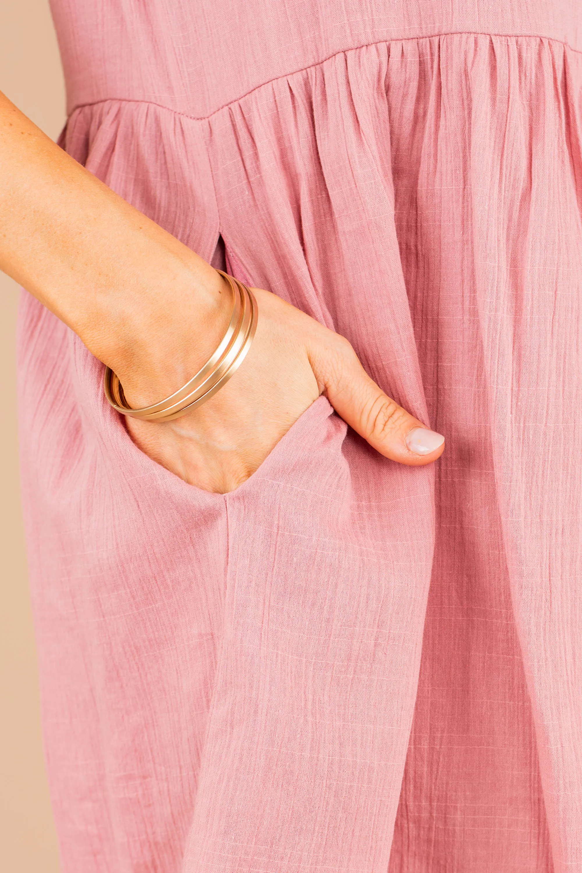Here Comes The Fun Dusty Rose Pink Babydoll Dress