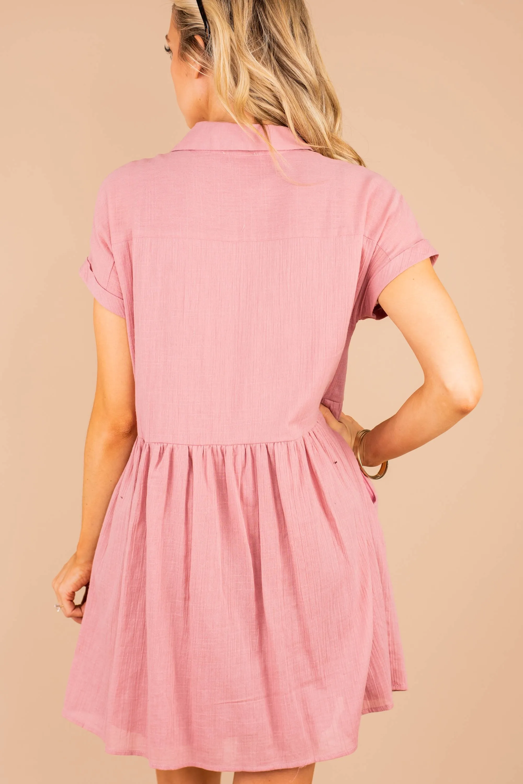 Here Comes The Fun Dusty Rose Pink Babydoll Dress