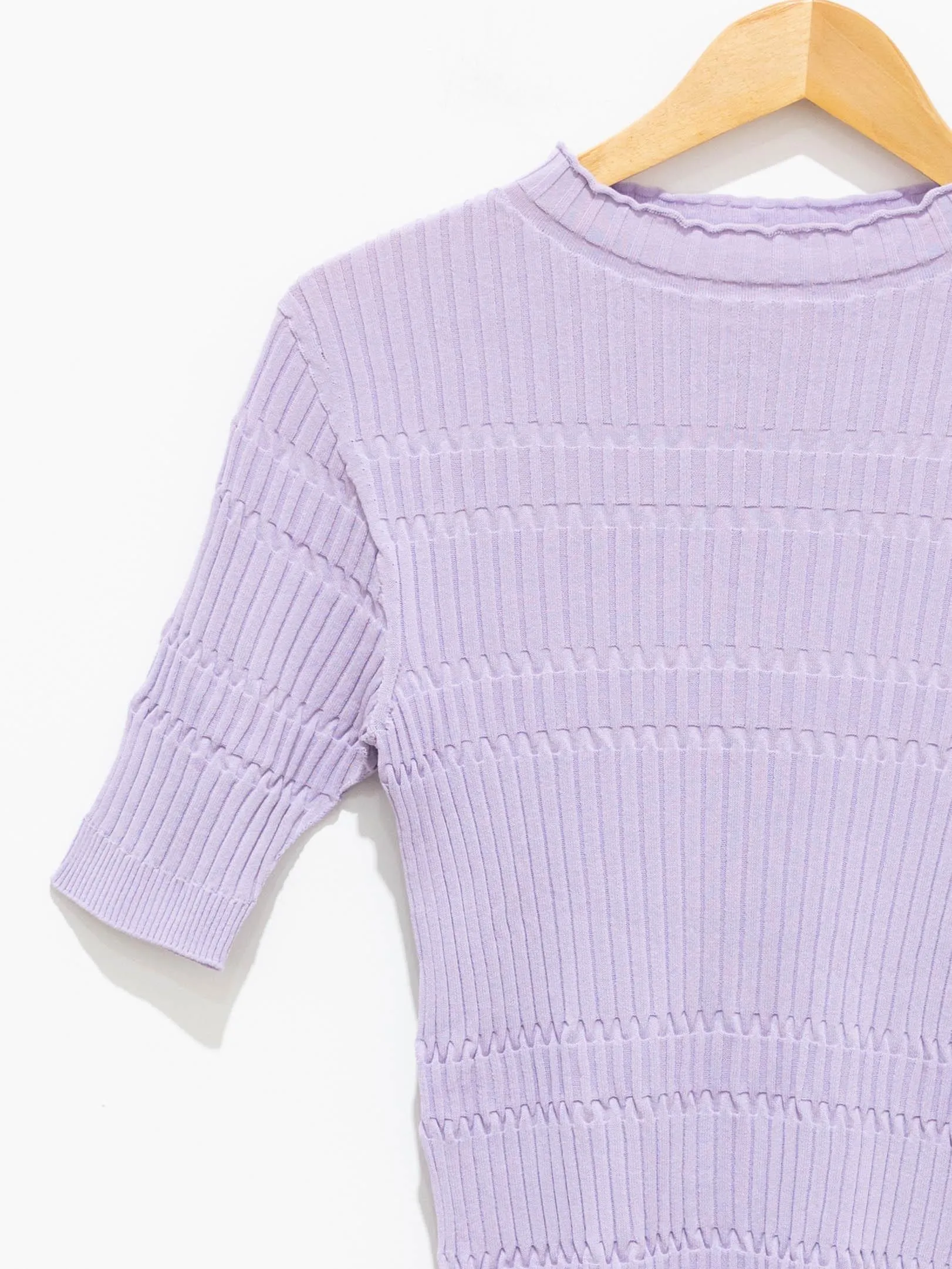 High Twist Cotton Ribbed Knit - Lilac