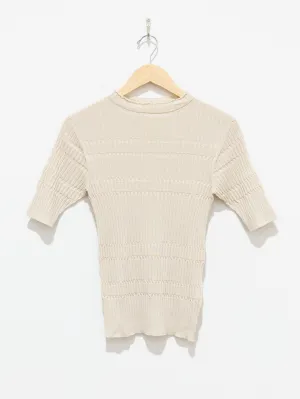 High Twist Cotton Ribbed Knit - Off White